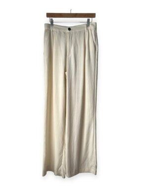 Zara Cream High Waist Wide Leg Pants